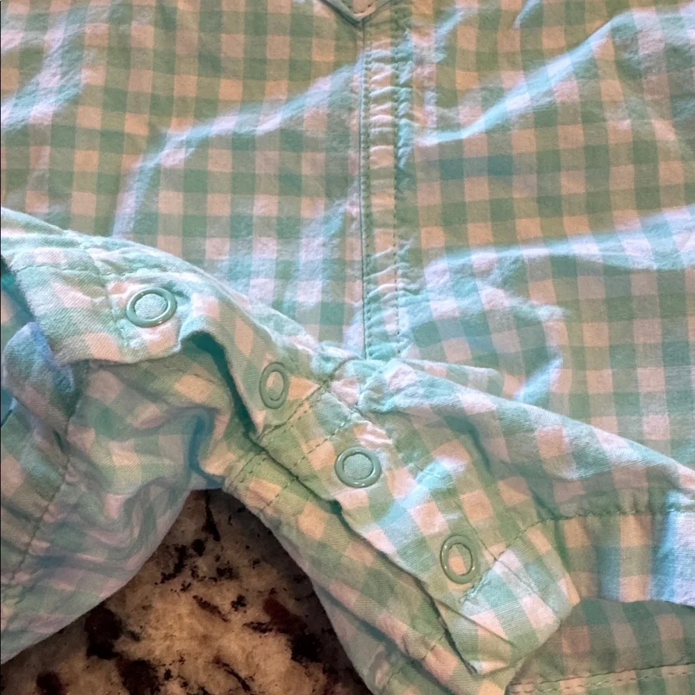 The Children's Place Teal and White Gingham Baby Romper